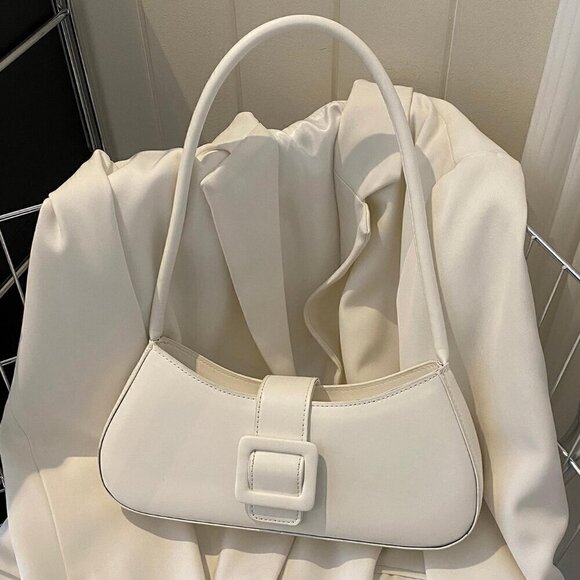 Handbags - White Casual Women's Belt Buckle Handbag Summer Shoulder Bag